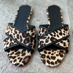 J.Crew | Cora Genuine Calf Hair Leopard Slide Sandal